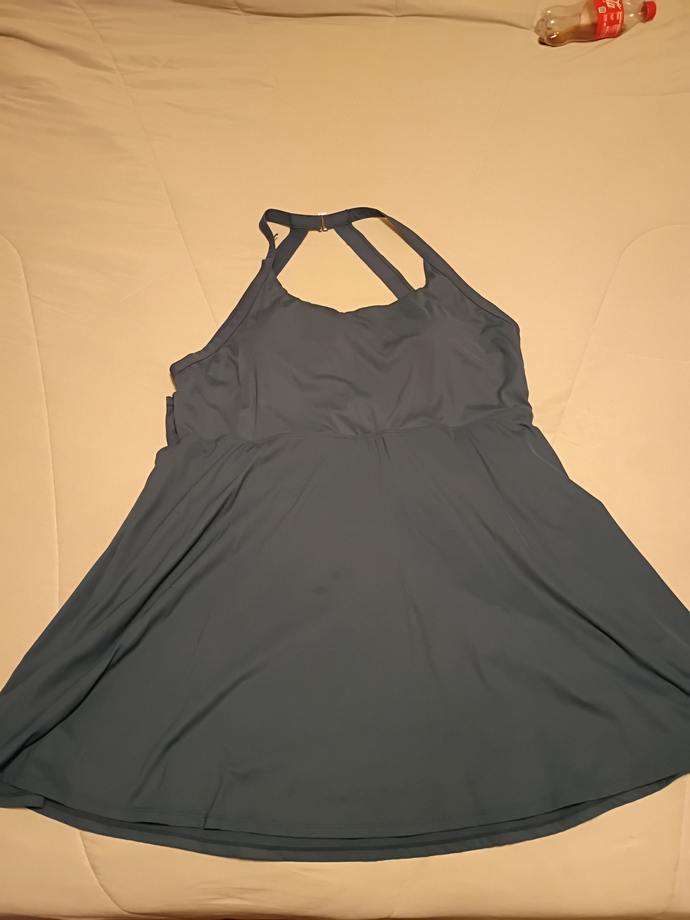 HALARA Teal-Blue Halter Dress With Shorts
